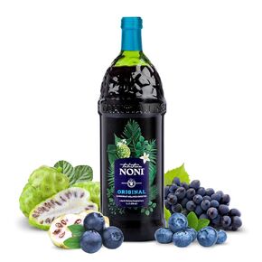 TAHITIAN NONI Juice by Morinda, Original and Authentic, Noni Fruit Puree from Tahiti with Natural Blueberry & Grape (Resveratrol), All-Natural Daily Wellness Drink - 2 One Liter Juice Bottles Case