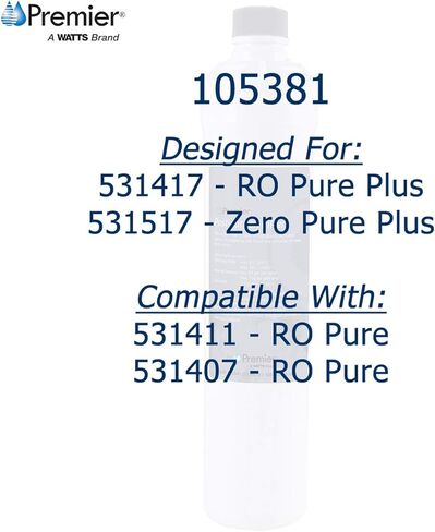 Watts Premier WP531105 RO Pure Reverse Osmosis Filtration System خرطوشة استبدال فلتر المياه وWP560060 RO فلتر المياه PH موازنة السيراميك مع تركيب QC 1/4 بوصة in Kuwait