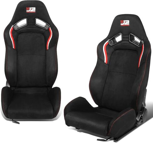 J2 Engineering J2-RS-002-BK Universal Reclinable Back Rest Racing Bucket Seats, 38" H X 21" W X 23" D, 1 Pair, Black in Kuwait