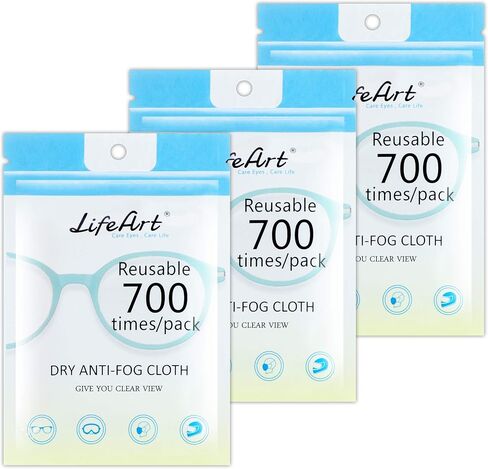 LifeArt Anti Fog Cloth for Eyeglasses, Microfiber Cleaning Cloth for Screen, Goggles and Ski Masks, Nano Technology, Reusable 700 Times, Safe on All Types of Lens Coating, Streak-Free (5 Pack) in Kuwait
