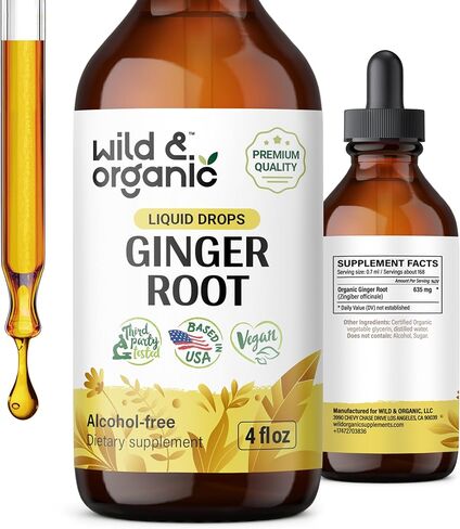 Ginger Liquid Extract - Organic Ginger Root Drops - Ginger Supplements for Digestive Support - Vegan, Alcohol Free Tincture - 2 fl oz in Saudi Arabia