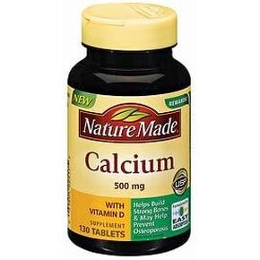 Nature Made Calcium 500 mg with Vitamin D3, Dietary Supplement for Bone Support, 130 Tablets