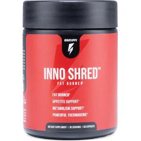 Inno Shred - Day Time Fat Burner | 100mg Capsimax, Grains of Paradise, Organic Caffeine, Green Tea Extract, Appetite Suppressant, Weight Loss Support (60 Veggie Capsules) | (with Stimulant)