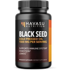Black Seed Oil Nigella Sativa Cold-Pressed Capsules | 1500mg Black Cumin Seed Oil with Antioxidants for Immune Support and Joint and Digestive Health | 90 Vegetarian & Non-GMO Liquid Capsules