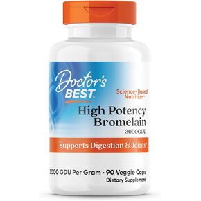 Doctor's Best 3000 GDU Bromelain Proteolytic Digestive Enzymes Supplements, Supports Healthy Digestion, Joint Health, Nutrient Absorption, 500 mg,Capsule, 90 Count(Pack of 1)