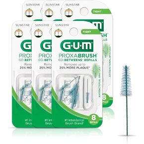 GUM - 10070942064122 Proxabrush Go-Betweens Interdental Brush Refills, Tight, 8 Count (Pack of 6) in Saudi Arabia