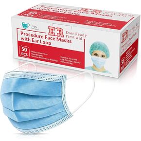 Ever Ready First Aid 3-ply Disposable Face Masks, Ear Loop Breathable Particle Mask, General Use – 100 Count