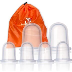 Cupping Therapy Set Massage Cups - by DoSensePro - Acupuncture Home Cupping Therapy Set for Arthritis, Pain Relief, Anti Aging, Anti Cellulite - Best Relaxation Treat - 6 Silicone Vacuum Cups