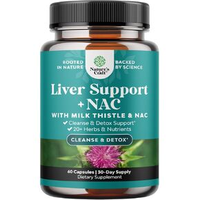 Liver Support Supplement with NAC - Herbal Liver Supplement with N Acetyl Cysteine Silymarin Milk Thistle Extract Dandelion Root Artichoke Extract Choline Bitartrate and Berberine for Liver Cleanse