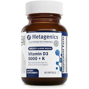 Metagenics Vitamin D3 10,000 IU with Vitamin K2 - Vitamin D Supplement for Healthy Bone Formation, Cardiovascular Health, and Immune Support - 60 Count