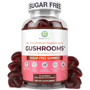 World's First Sugar-Free Mushrooms Complex Gummies - 10x Mushroom Supplement with Lions Mane (2500mg/serving) Nootropic Brain Supplement, Immune & Stress Support Mushroom Gummies, No Capsules or Pills