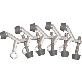 Hinge Pin Door Stop Wall Protector with Rubber Tip, Design House Satin Nickel Adjustable Door Stoppers 5-Pack, 181776