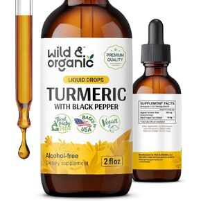 Turmeric Liquid Extract Supplement - Organic Turmeric Curcumin Drops with Black Pepper - Turmeric Root Tincture - Vegan, Alcohol Free - 4 fl oz