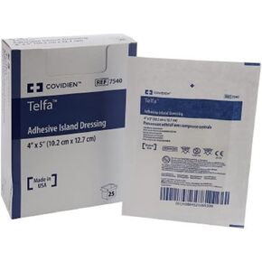 7540 Dressing Telfa Island Wound LF St Gauze 4x5" White Adhesive 25 Per Box Part No. 7540 by- Kendall Company