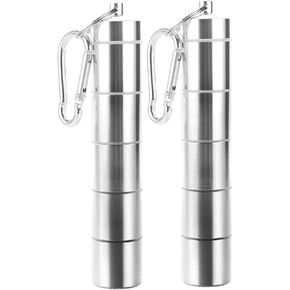 7 Days Pill Case, Portable Pill Box, Messar 7 Compartments Aluminum Alloy Weekly Pill Holder Waterproof Medicine Organizer Travel Pill Tube Pill Bottle Pill Container with Keychain and Carabiner
