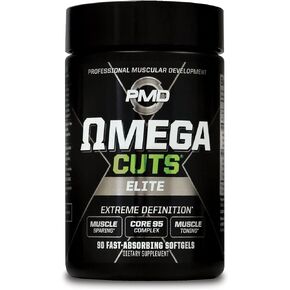 PMD Sports Omega Cuts Elite -Fat Loss-Muscle Defining Formula - Omega Fatty Acids, MCT's and CLA for Muscle Definition and Maintenance - Keto Friendly For Women and Men - Stimulant Free (180 Softgels)