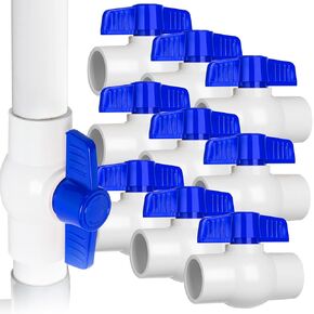 6PCS 1" PVC Ball Valve, Shut-Off Valve Socket with Red T-Handle, Slip PVC Ball Valve Water Supply Lines, Outdoor Plumbing & Irrigation System