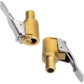 Toolwiz 2pcs Air Chuck 1/4 Inch Brass Open Flow Lock On Tire Inflator Chuck Tyre Valve Inflator Hose Adapter Tire Chucks Air Compressor Hose End with Barb Connector for Hose Repair