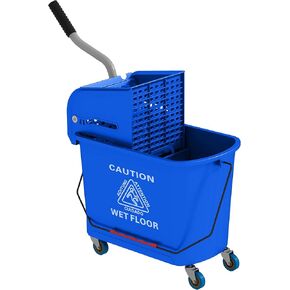 HOMCOM 5 Gallon Rolling Janitorial Cleaning Mop Bucket Commercial Restaurant with Down Press Wringer