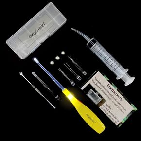 Airgoesin™ 2 Lighted Tonsil Stone Remover, 10 Tips, Blue + Yellow, with Tonsillolith Pick Case + Irrigator Clean