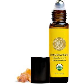 Organic Frankincense Carterii Essential Oil Roll On, 100% Pure USDA Certified Aromatherapy - 10 ml Roller by Silk Road Organic - Always Pure, Always Organic