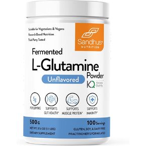 Sandhu's L-Glutamine Amino Acid Supplement for Gut Health, Made in USA L Glutamine, Non-GMO, Muscle Support 100 Servings