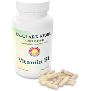Dr. Clark Vitamin B1 Thiamine 500mg Supplement -Thiamine B1 Supplement for Healthy Nervous System & Energy Metabolism, Gluten-Free, Dairy Free - 100 Gelatin Capsules in Saudi Arabia