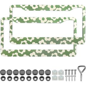 LIN KANG Hibiscus License Plate Frames - 2 Pack License Plate Frame for Women-Decorative License Plate Holders Car Tag Frames Cover Hibiscus Floral Front Rear Metal Aluminum 4 Holes