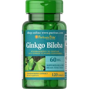 Puritan's Pride Ginkgo Biloba Standardized Extract 60 mg Tablets, 120 Count