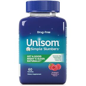 Unisom Simple Slumbers DrugFree Sleep Aid Gummies Melatonin 5mg Midnight Raspberry,120 Count
