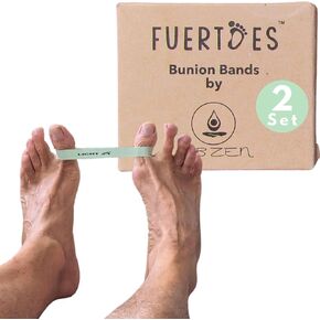 Fuertoes Hallux Valgus Resistance Bands, Toe Strengthener, Crooked Toe Straightener & Stretcher, Bunion Bands for Correct Alignment & Ease Discomfort, Set of 2 Strength Options
