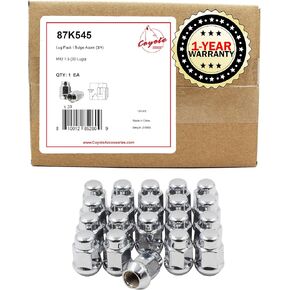 Wheel Accessories Parts Set of 20 Chrome 14x1.50 Lug Nuts Closed End Bulge Acorn Lug Nut Style 1.38" Long Cone Seat 19mm (3/4") Hex Wheel Lug Nut (M14x1.50, Chrome)