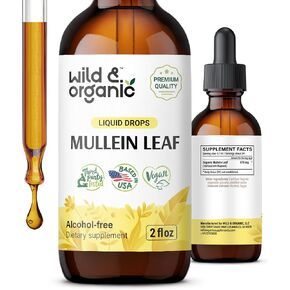 Mullein Leaf Tincture - Lung Detox - Organic Mulein Drops for Lung Health - Lung Cleanse - Mullein Leaf Liquid Extract Supplement - Vegan, No Additives 2 fl oz