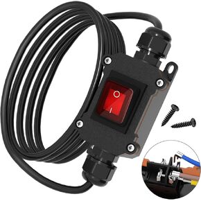 RVBOATPAT Inline Cord Switch 16A/250V 20A/125V AC Inline Switch Waterproof with Red Lighted Outdoor Inline Power lamp Switch