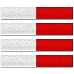 Reflective Tape Reflective Tape for Trailers 2"x12'', 10pack Waterproof Self Adhesive Auto Truck Reflector Strips Hazard Caution Warning Sticker for Road Signs, Trucks, RVs, Cars (White + Red)