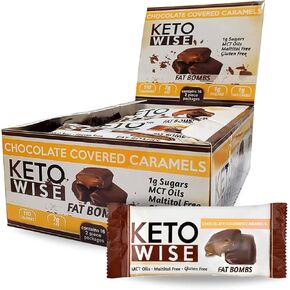 Keto Wise Fat Bombs - Made with Chocolate containing MCT Oil - Low Fat, Low Carb and Keto Friendly Snack - 8g Fat, 2g Net Carbs | Cookies N Cream, Pack of 16