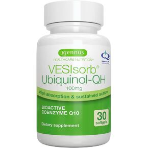 VESIsorb Ubiquinol-QH Advanced CoQ10 100mg, High Absorption 600% Bioavailability & Fast Sustained Action, 1-Month Supply, by Igennus