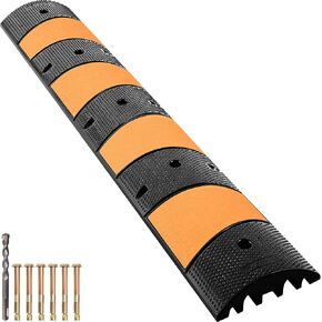 VEVOR Rubber Speed Bump, 1 Pack 2 Channel Speed Bump Hump, 72" Long Modular Speed Bump Rated 22000 LBS Loading, 72.8 x 12.2 x 2.2 Garage Speed Bump for Asphalt Concrete Gravel Driveway with 2 End Cap