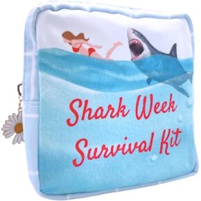 Primo Lines Period Bag Shark Week Tampon Storage - Pouch for Feminine Products-Waterproof Tampon Holder for Purse -Cute Period Bag for Teen Girls