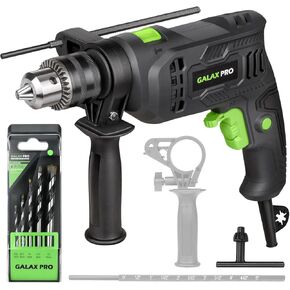 GALAX PRO 5Amp 1/2-inch Corded Impact Drill with 105pcs Accessories, Variable Speed 0-3000, Hammer and Drill 2 Functions in 1, 360°Rotating Handle, Depth Gauge, Carrying Case Included
