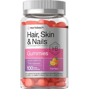 Hair Skin and Nails Gummies | 100 Count | with Biotin | Fruit Flavored Vitamins | Non-GMO, Gluten Free | by Horbaach