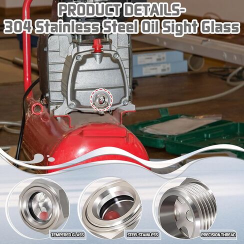 1/2 '' NPT ذكر 304 الفولاذ المقاوم للصدأ النفط البصر الزجاج عرافة رئيس البصر التوصيل مقياس مستوى السائل مؤشر النفط نافذة البصر لضاغط الهواء علبة التروس تركيبات الخزان الهيدروليكي in Kuwait