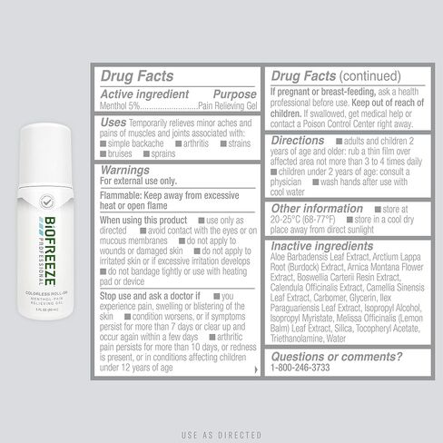 Biofreeze Professional Menthol Roll-On Pain-Relieving Gel 3 FL OZ, Cololess Topical Pain Reliever For Muscles And Joints From Arthritis, Backache, Strains, Bruises, & Sprains (Package May Vary) in Saudi Arabia