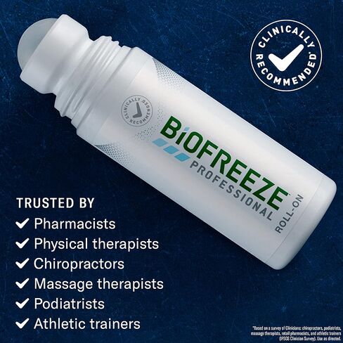 Biofreeze Professional Menthol Roll-On Pain-Relieving Gel 3 FL OZ, Cololess Topical Pain Reliever For Muscles And Joints From Arthritis, Backache, Strains, Bruises, & Sprains (Package May Vary) in Saudi Arabia