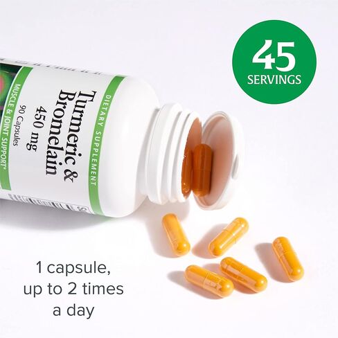 Natural Factors, Turmeric & Bromelain 450 mg, Muscle and Joint Support, 180 Capsules in Saudi Arabia