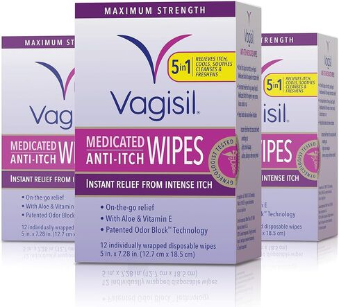 Vagisil 2-in-1 Leak Rescue Intimate Feminine Wipes for Women, Gynecologist Tested & Hypoallergenic, 12 ct (Pack of 1) in Saudi Arabia