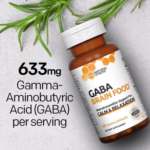 NATURAL STACKS GABA Supplement w/L-Citrulline & Grape Seed Extract - 20 Servings (60 ct.) - Deep Relaxation and Calm - Night Time Aid - Brain Food Formula Promotes GABA (Gamma-Aminobutyric Acid) in Saudi Arabia