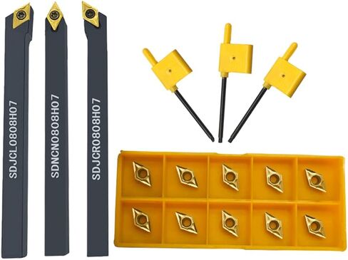 RHFGYY 20pcs DCMT21.51 DCMT21.52 DCMT070204 DCMT070208 Carbide Inserts Lathe Turning Inserts Turning Tool Multilayer Coated CNC Lathe Inserts for SDJCR Lathe Turning Tool Holder Replacement Insert in Kuwait