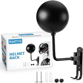 Motorcycle Helmet Holder with Gloves Holder, Helmet Rack Wall Mount 180 Degree Rotation Helmet Hanger with Double Hook for Coats, Caps, Hats, Motorcycle Accessories