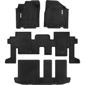 OEDRO 3 Row Floor Mats & Cargo Trunk Liners Fits for 2022-2023 Nissan Pathfinder(7 Passenger Models Only), Custom Fit All Weather Front & Rear Row Trunk Liners Car Floor Mats Set Black in Kuwait